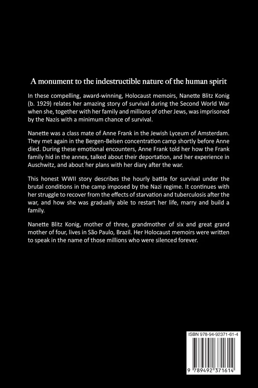 Rückseite: 9789492371614 | Holocaust Memoirs of a Bergen-Belsen Survivor &amp; Classmate of Anne...