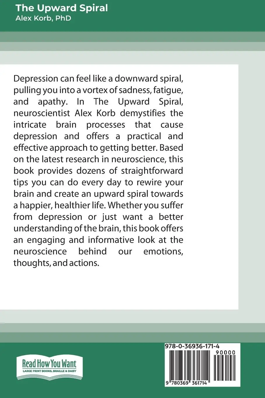 Rückseite: 9780369361714 | The Upward Spiral | Alex Korb | Taschenbuch | Englisch | 2016
