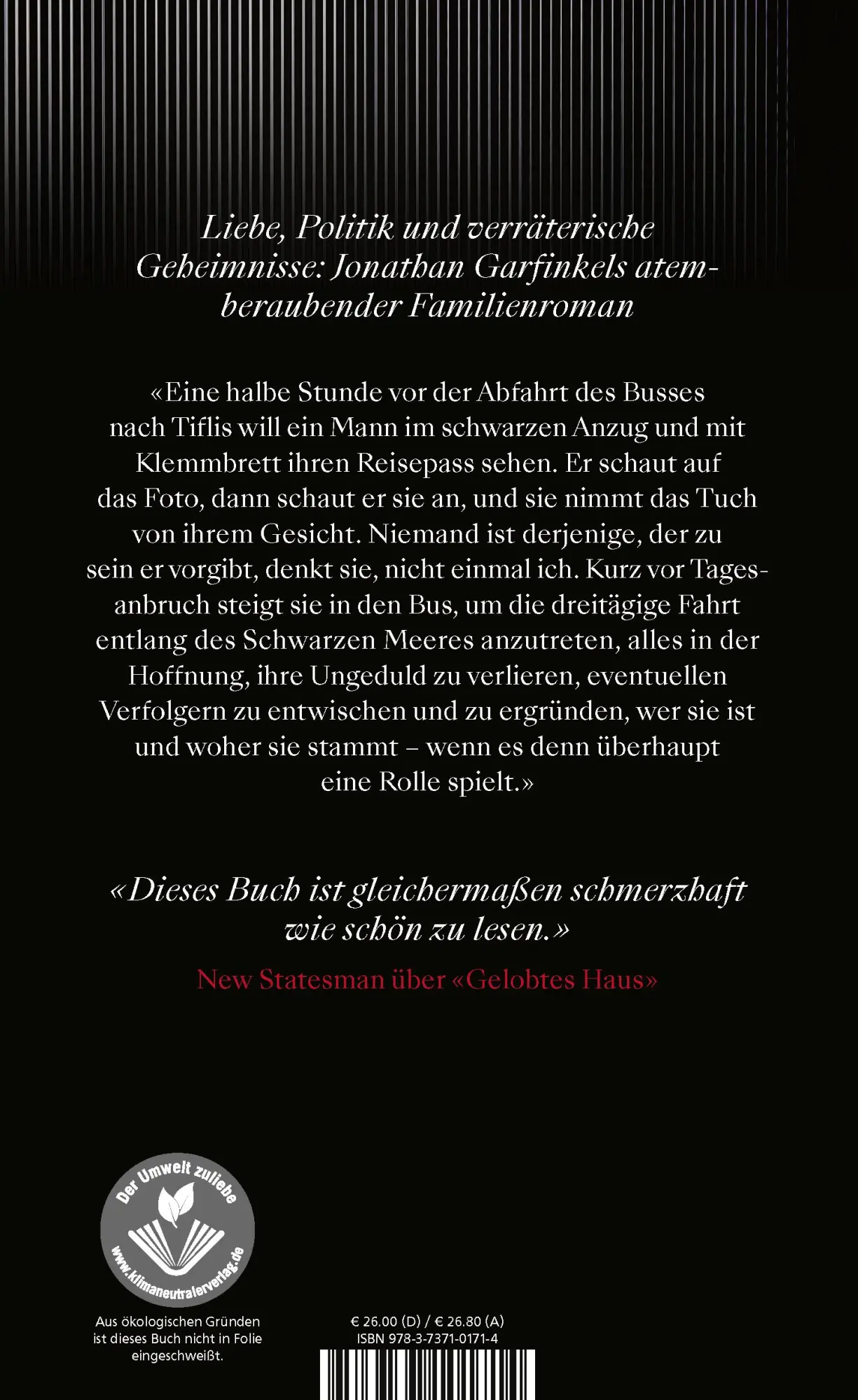 Rückseite: 9783737101714 | Platz der Freiheit | Jonathan Garfinkel | Buch | 416 S. | Deutsch