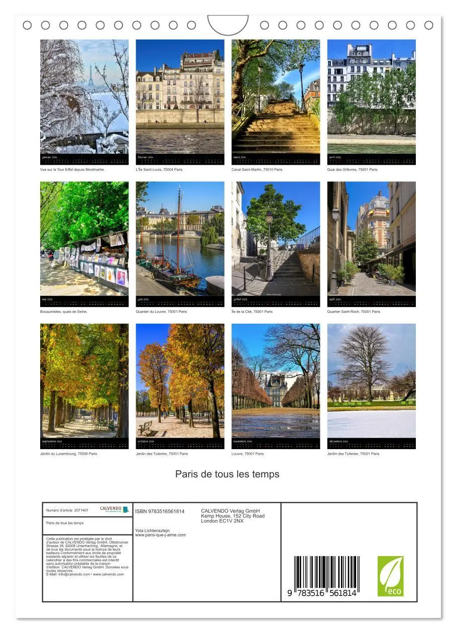Bild: 9783516561814 | Paris de tous les temps (Calendrier mural 2026 DIN A4 horizontal),...