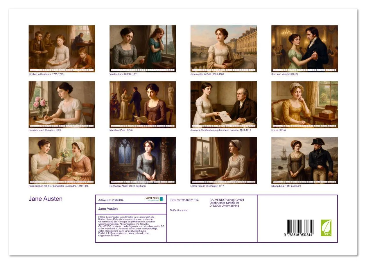 Bild: 9783516631814 | Jane Austen (Wandkalender 2026 DIN A3 quer), CALVENDO Monatskalender