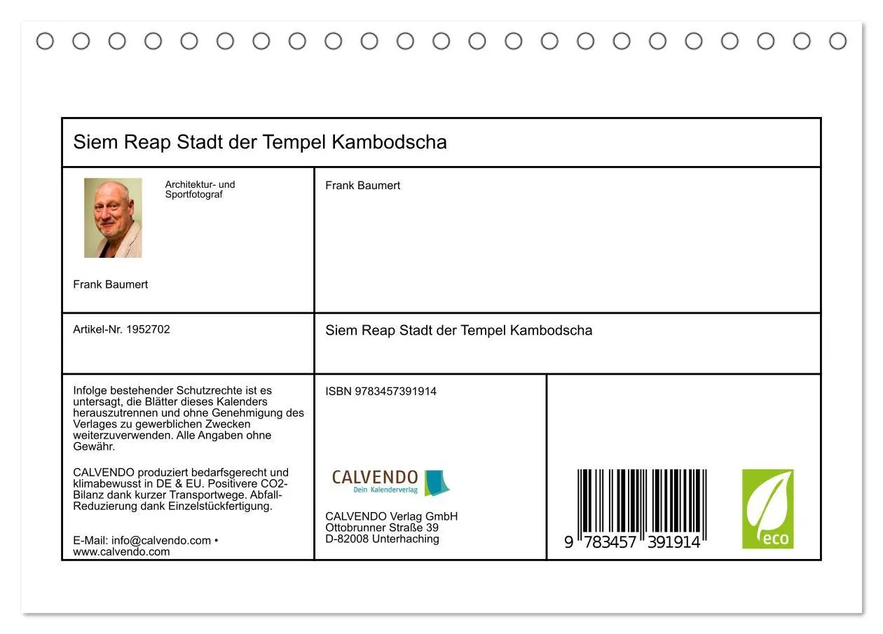 Bild: 9783457391914 | Siem Reap Stadt der Tempel Kambodscha (Tischkalender 2026 DIN A5...