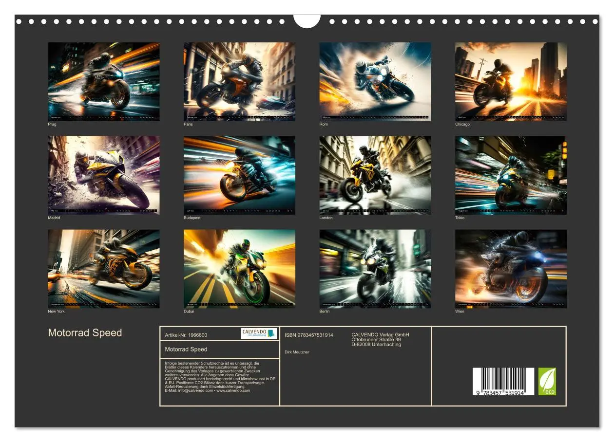 Bild: 9783457531914 | Motorrad Speed (Wandkalender 2026 DIN A3 quer), CALVENDO...