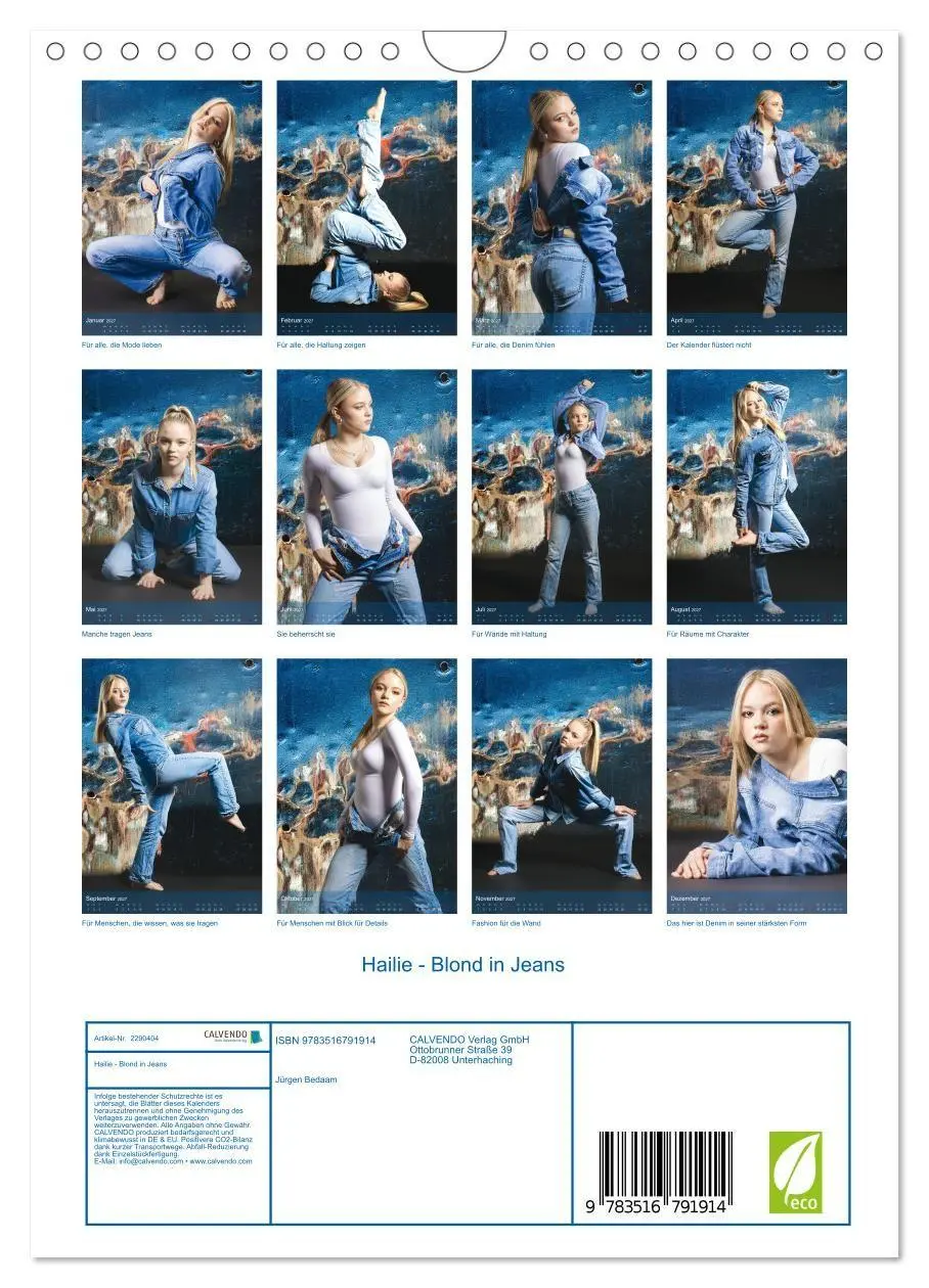 Bild: 9783516791914 | Hailie - Blond in Jeans (Wandkalender 2027 DIN A4 hoch), CALVENDO...