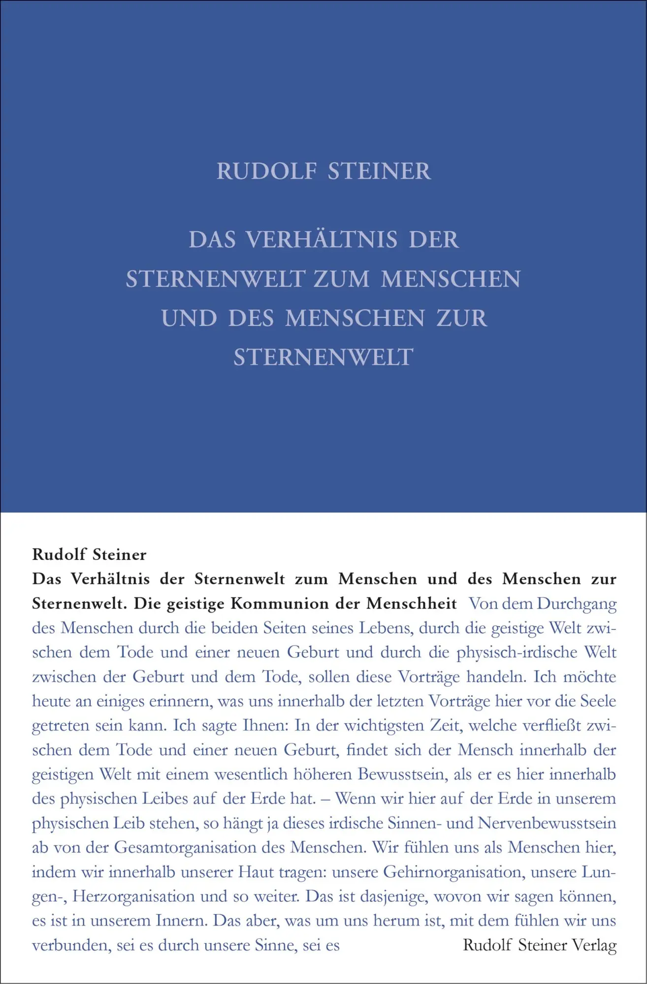 Cover: 9783727421914 | Das Verhältnis der Sternenwelt zum Menschen und des Menschen zur...