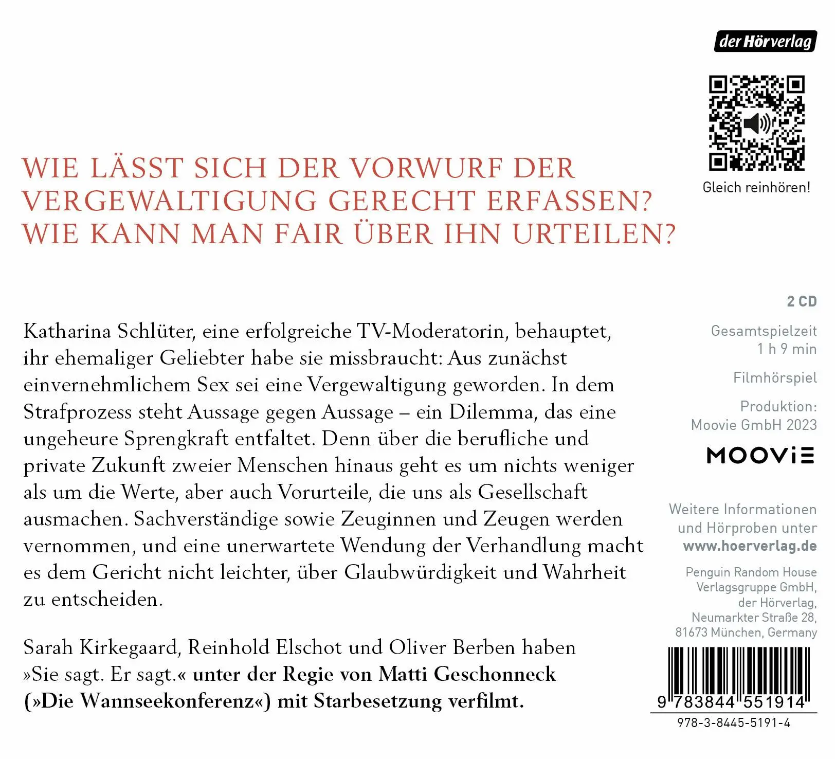 Bild: 9783844551914 | Sie sagt. Er sagt. | Filmhörspiel nach dem Theaterstück | Schirach