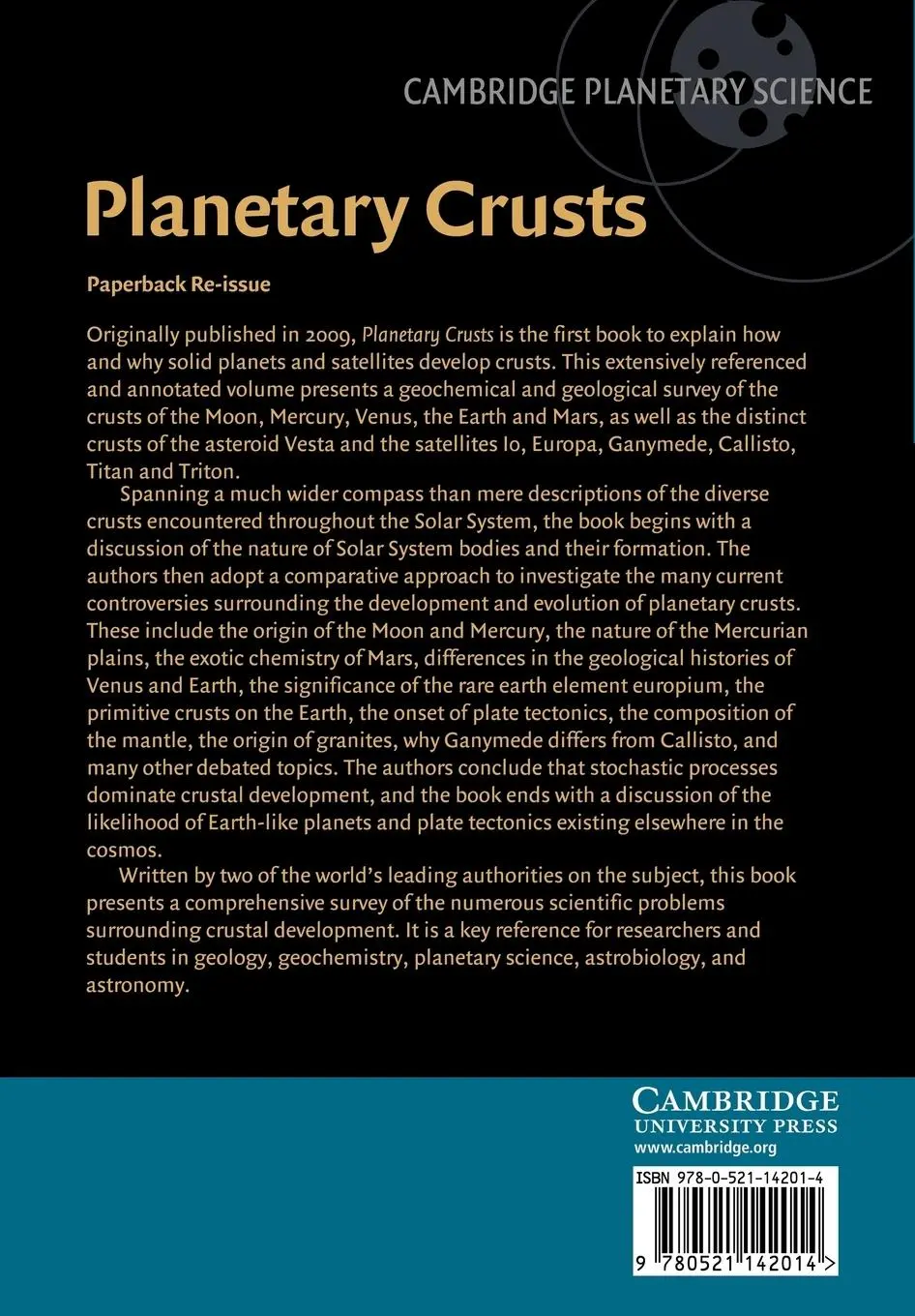 Rückseite: 9780521142014 | Planetary Crusts | Their Composition, Origin and Evolution | Buch