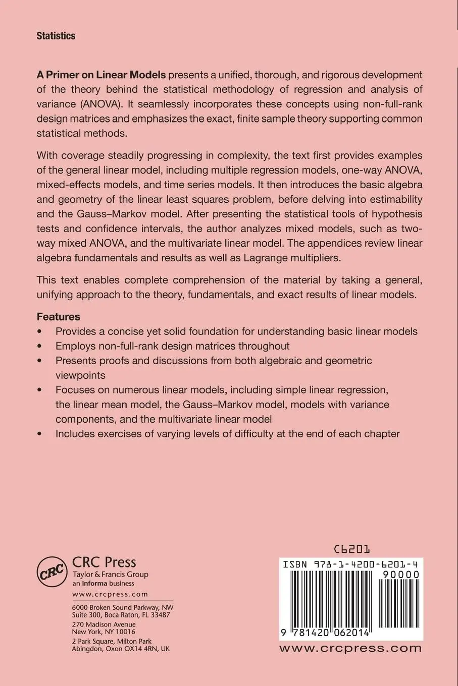 Rückseite: 9781420062014 | A Primer on Linear Models | John F. Monahan | Taschenbuch | Englisch