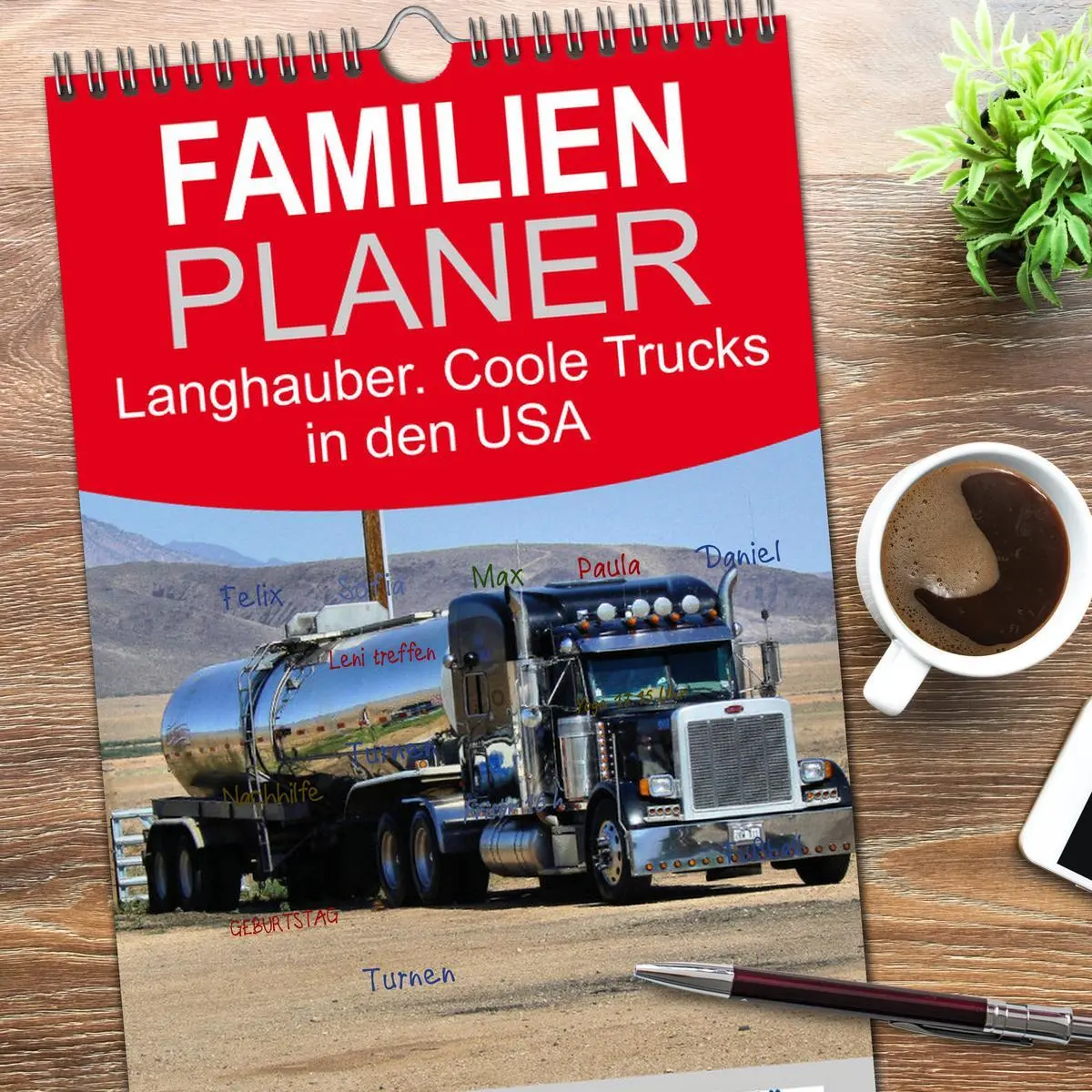 Bild: 9783516512014 | Familienplaner 2026 - Langhauber. Coole Trucks in den USA mit 5...