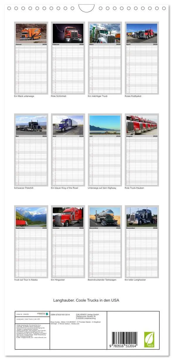 Bild: 9783516512014 | Familienplaner 2026 - Langhauber. Coole Trucks in den USA mit 5...