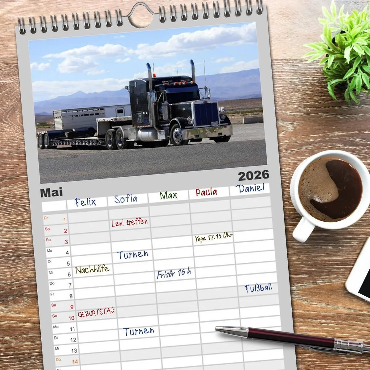 Bild: 9783516512014 | Familienplaner 2026 - Langhauber. Coole Trucks in den USA mit 5...