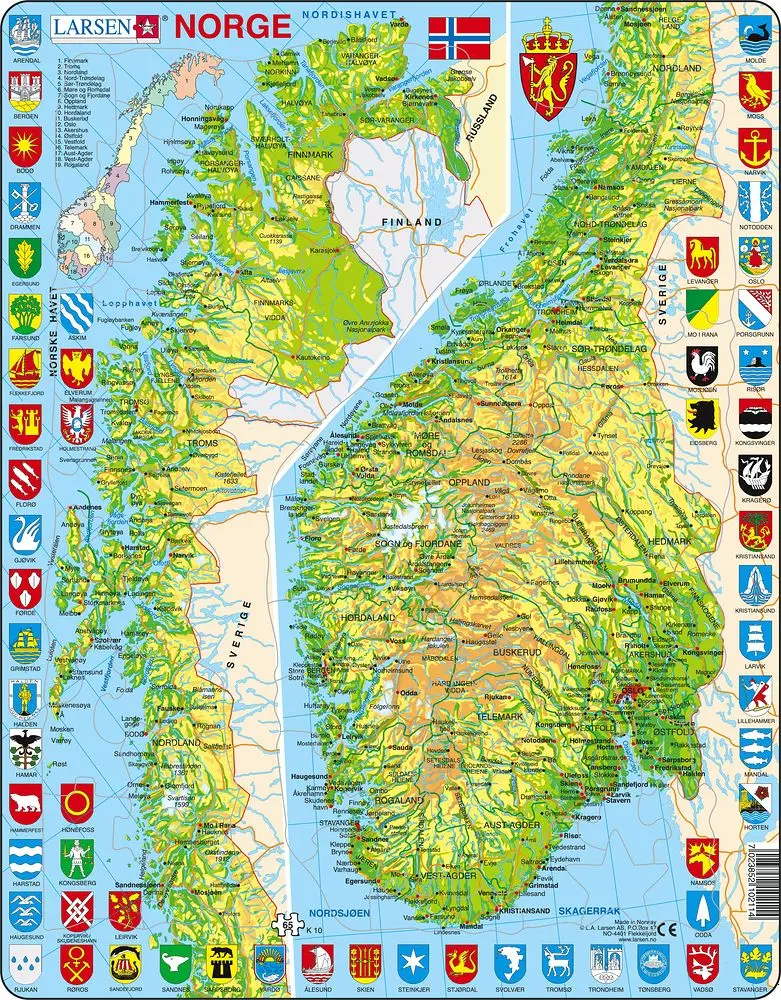 Cover: 7023852102114 | Puzzle - Norwegen (physisch) | Puzzle | Larsen | EAN 7023852102114