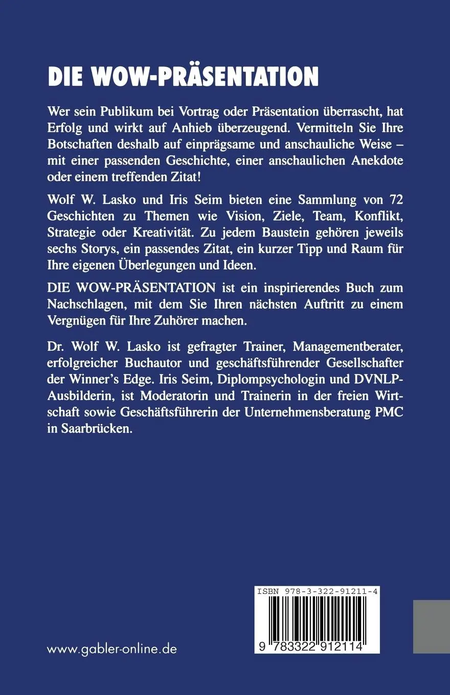 Rückseite: 9783322912114 | Die Wow-Präsentation | Iris Seim (u. a.) | Taschenbuch | xvi | Deutsch