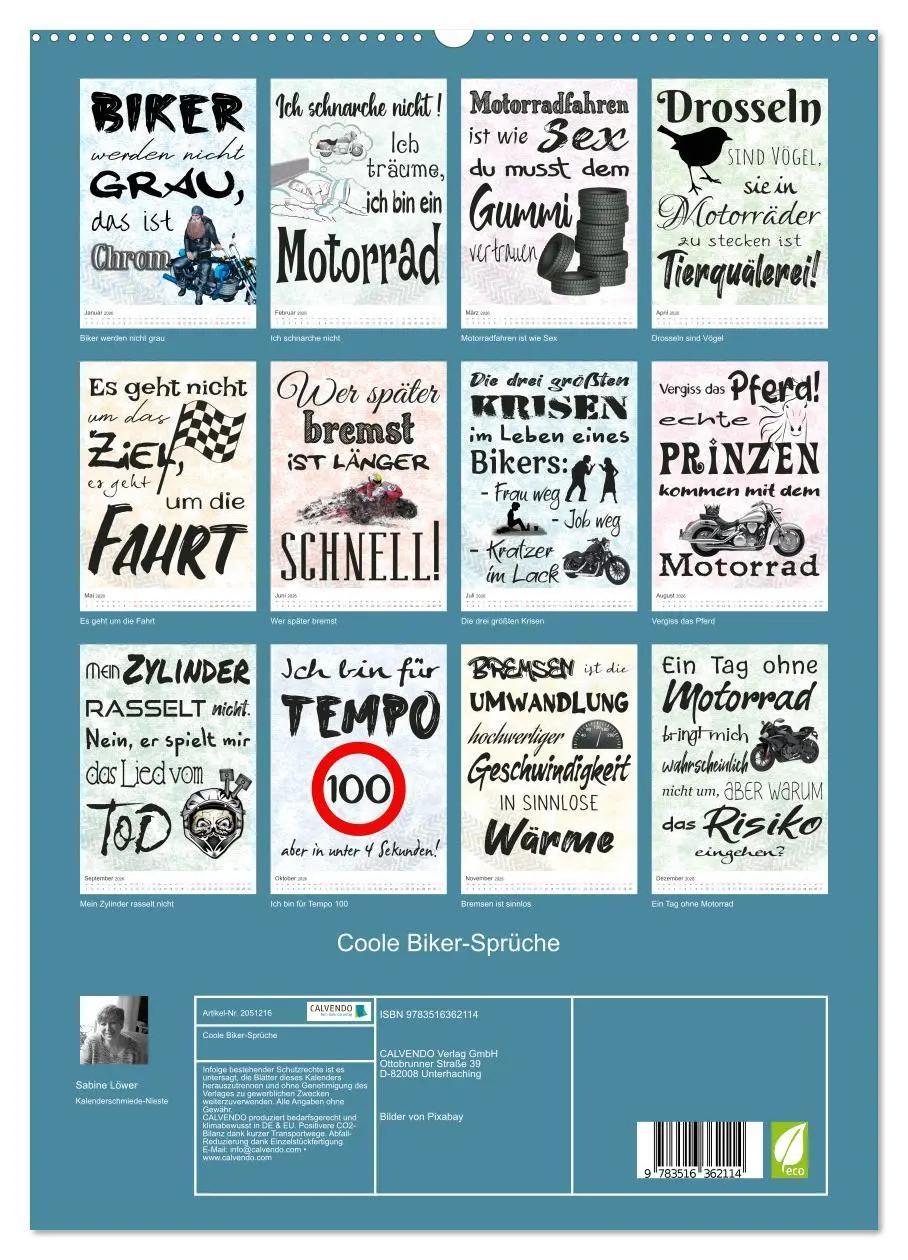 Bild: 9783516362114 | Coole Biker-Sprüche (hochwertiger Premium Wandkalender 2026 DIN A2...
