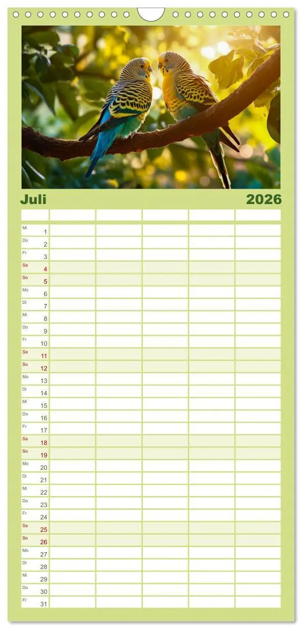 Bild: 9783516502114 | Familienplaner 2026 - Wellensittiche farbenfroh und munter mit 5...