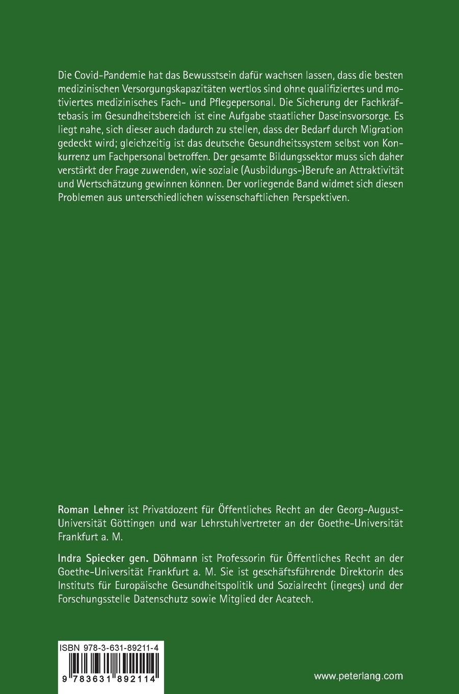 Rückseite: 9783631892114 | Die Zukunft der Gesundheitsberufe in Bildung und Migration | Buch