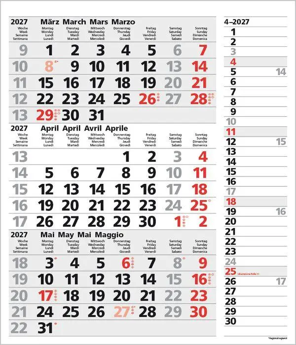 Bild: 9783819302114 | 3-Monats-Planer Combi Grau 2027 | Verlag Korsch | Kalender | 12 S.