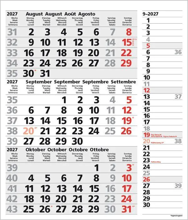 Bild: 9783819302114 | 3-Monats-Planer Combi Grau 2027 | Verlag Korsch | Kalender | 12 S.