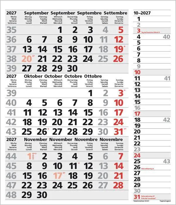 Bild: 9783819302114 | 3-Monats-Planer Combi Grau 2027 | Verlag Korsch | Kalender | 12 S.