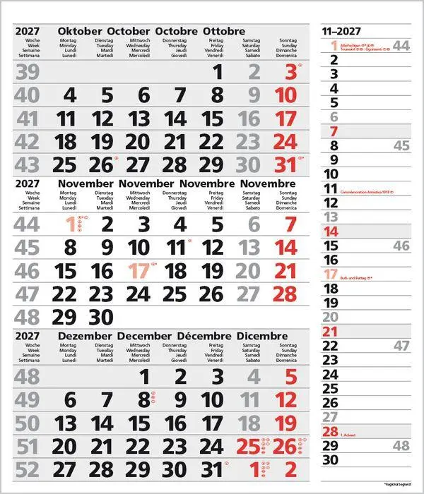 Bild: 9783819302114 | 3-Monats-Planer Combi Grau 2027 | Verlag Korsch | Kalender | 12 S.