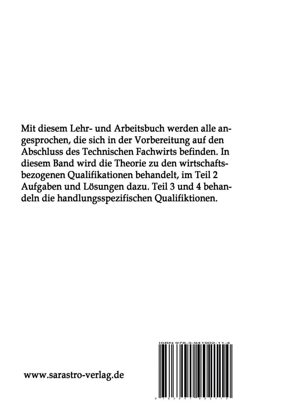 Rückseite: 9783941902114 | Technischer Fachwirt - Das prüfungsrelevante Wissen | Teil 1 | Padberg