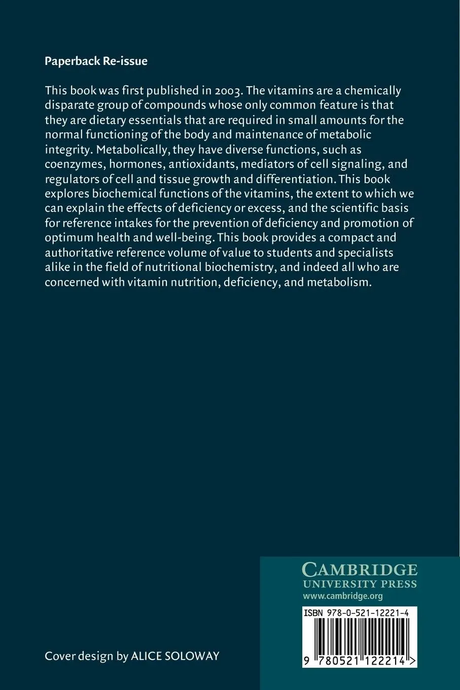 Rückseite: 9780521122214 | Nutritional Biochemistry of the Vitamins | David A. Bender (u. a.)