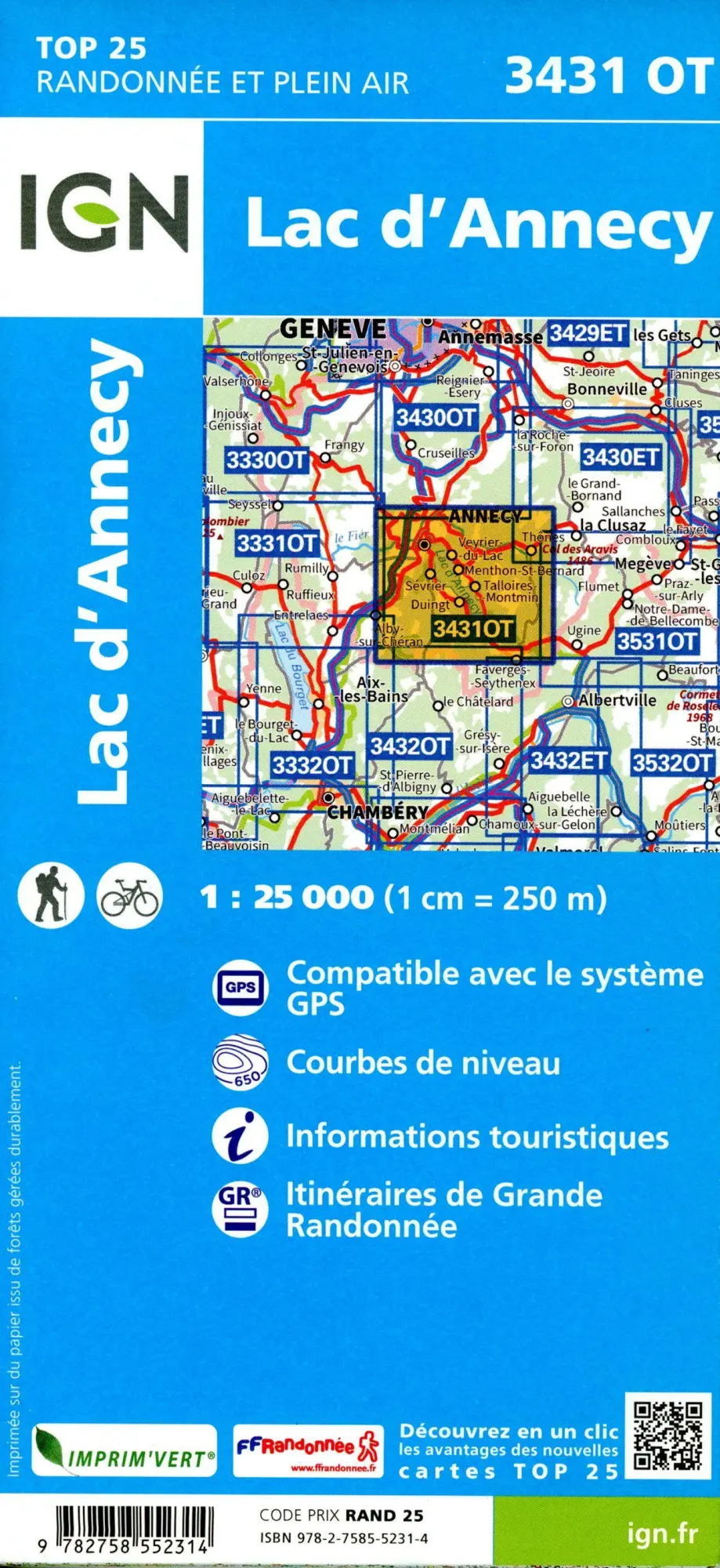 Bild: 9782758552314 | Lac D'Annecy 1:25 000 | (Land-)Karte | IGN Topographische Wanderkarten