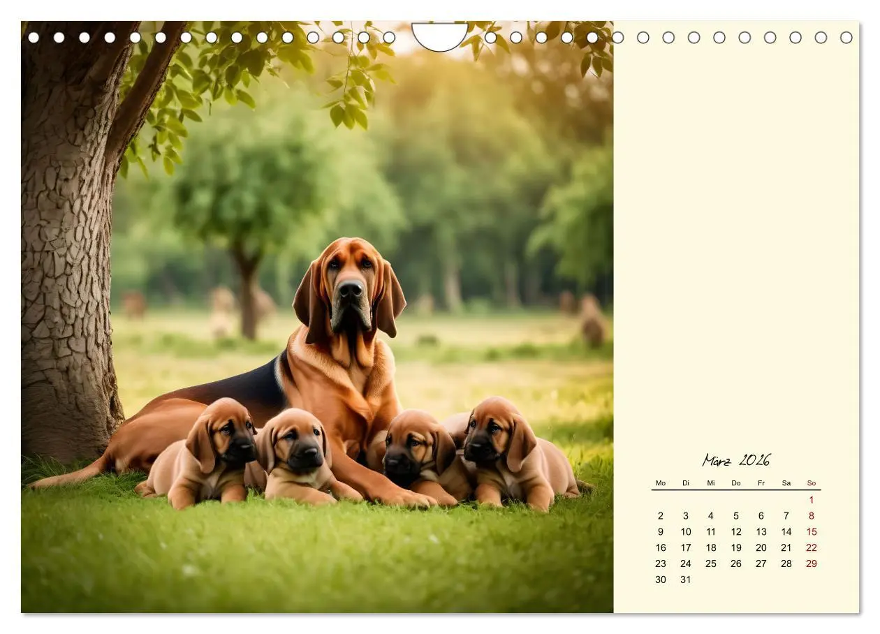 Bild: 9783457252314 | Bloodhound - Mächtige Spürnase (Wandkalender 2026 DIN A4 quer),...