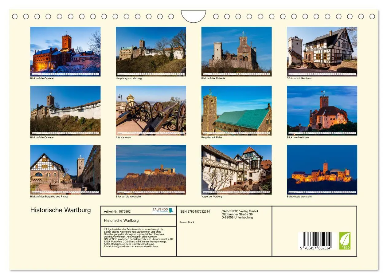 Bild: 9783457632314 | Historische Wartburg (Wandkalender 2026 DIN A4 quer), CALVENDO...