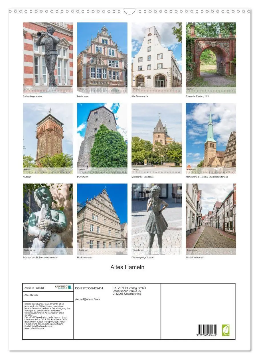 Bild: 9783569422414 | Altes Hameln (Wandkalender 2027 DIN A2 hoch), CALVENDO Monatskalender