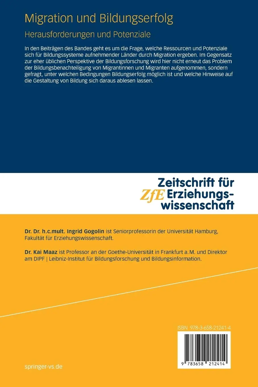 Rückseite: 9783658212414 | Migration und Bildungserfolg | Herausforderungen und Potenziale | Buch
