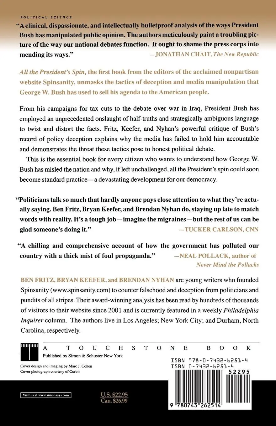 Rückseite: 9780743262514 | All the President's Spin | George W. Bush, the Media, and the Truth
