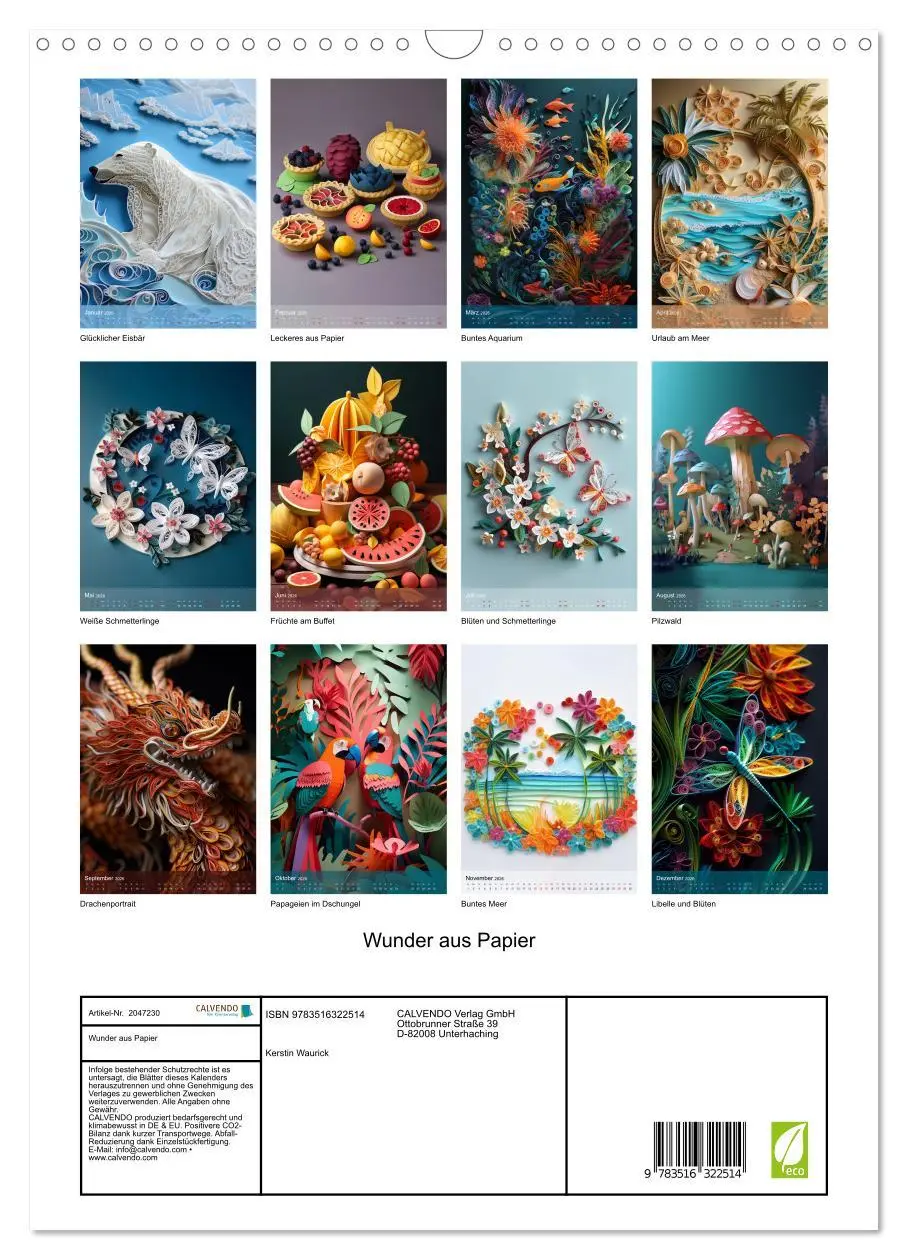 Bild: 9783516322514 | Wunder aus Papier (Wandkalender 2026 DIN A3 hoch), CALVENDO...