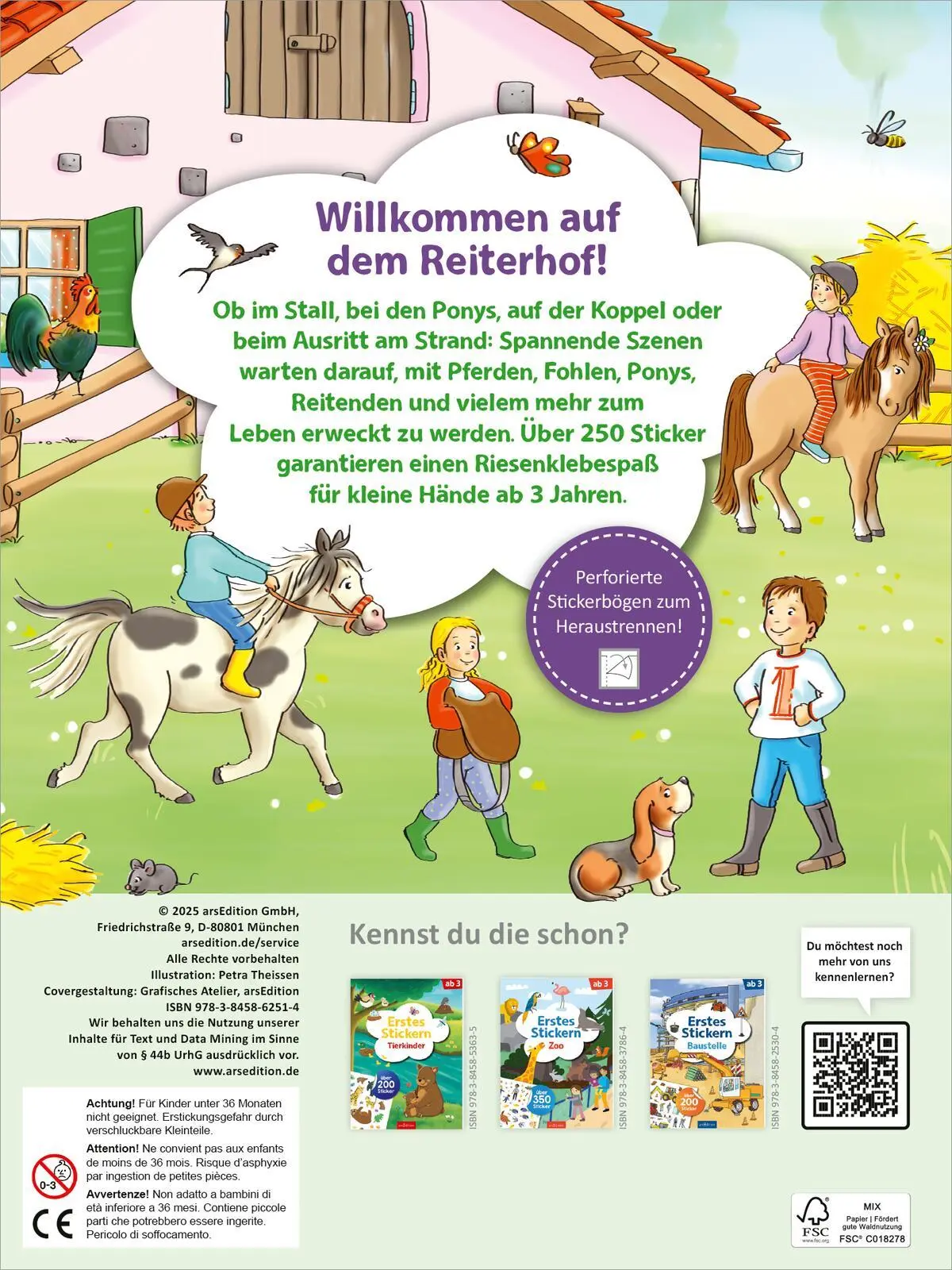 Rückseite: 9783845862514 | Erstes Stickern - Reiterhof | Über 250 Sticker | Petra Theissen | Buch