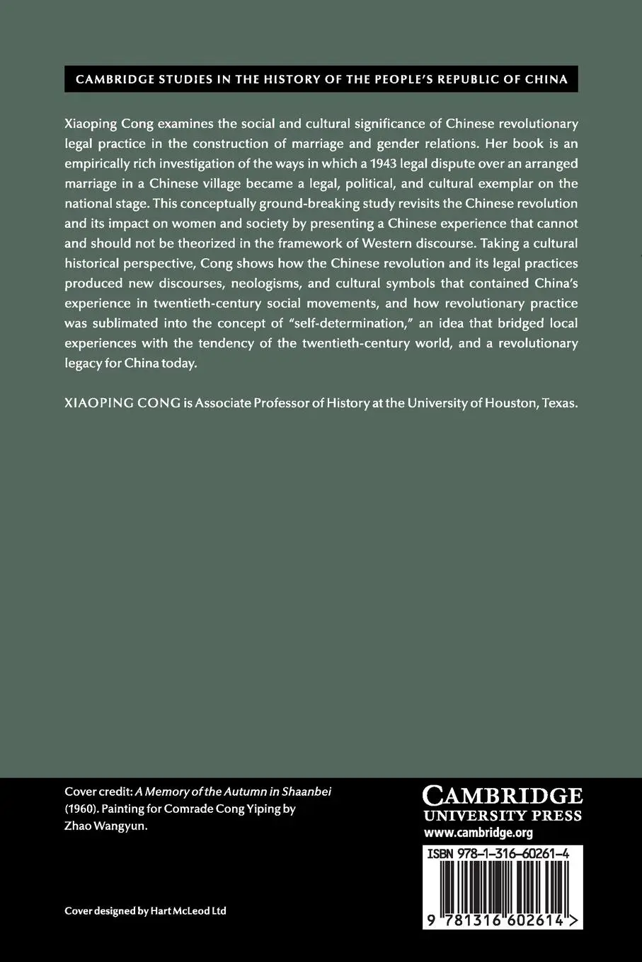 Rückseite: 9781316602614 | Marriage, Law and Gender in Revolutionary China | Xiaoping Cong | Buch