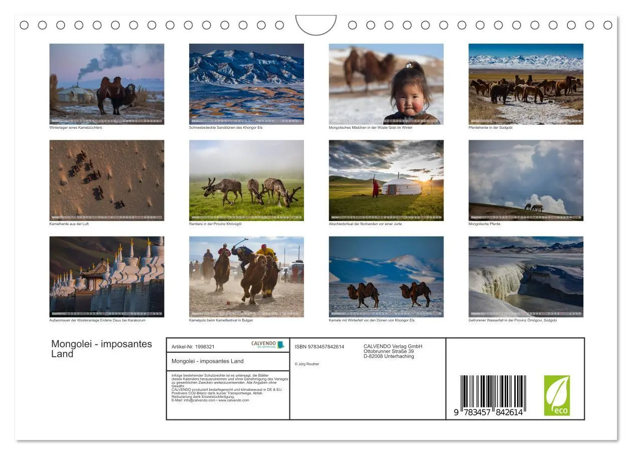 Bild: 9783457842614 | Mongolei - imposantes Land (Wandkalender 2026 DIN A4 quer),...