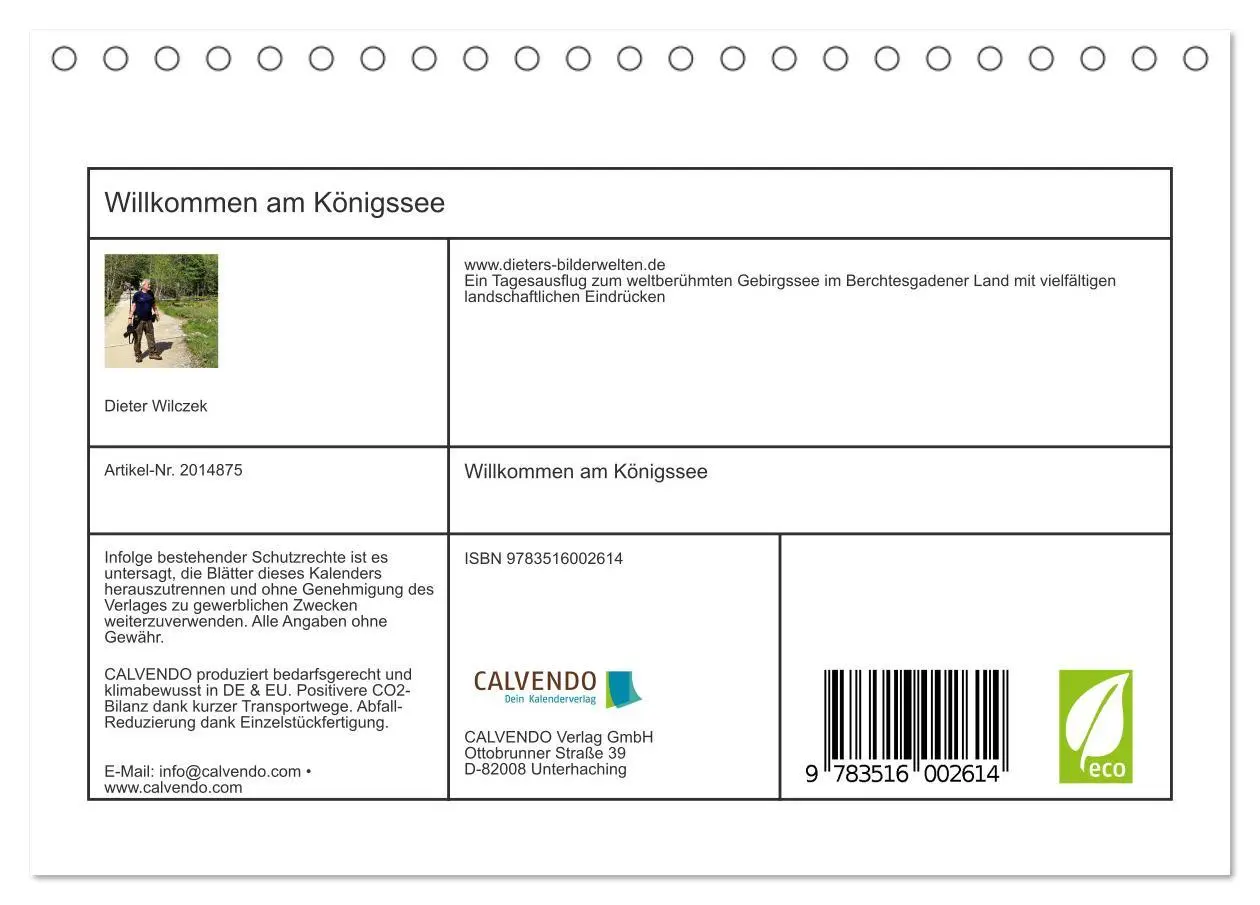 Bild: 9783516002614 | Willkommen am Königssee (Tischkalender 2026 DIN A5 quer), CALVENDO...