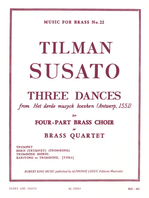 Cover: 9790046282614 | 3 Danses | Tielman Susato | Music for Brass (Robert King)