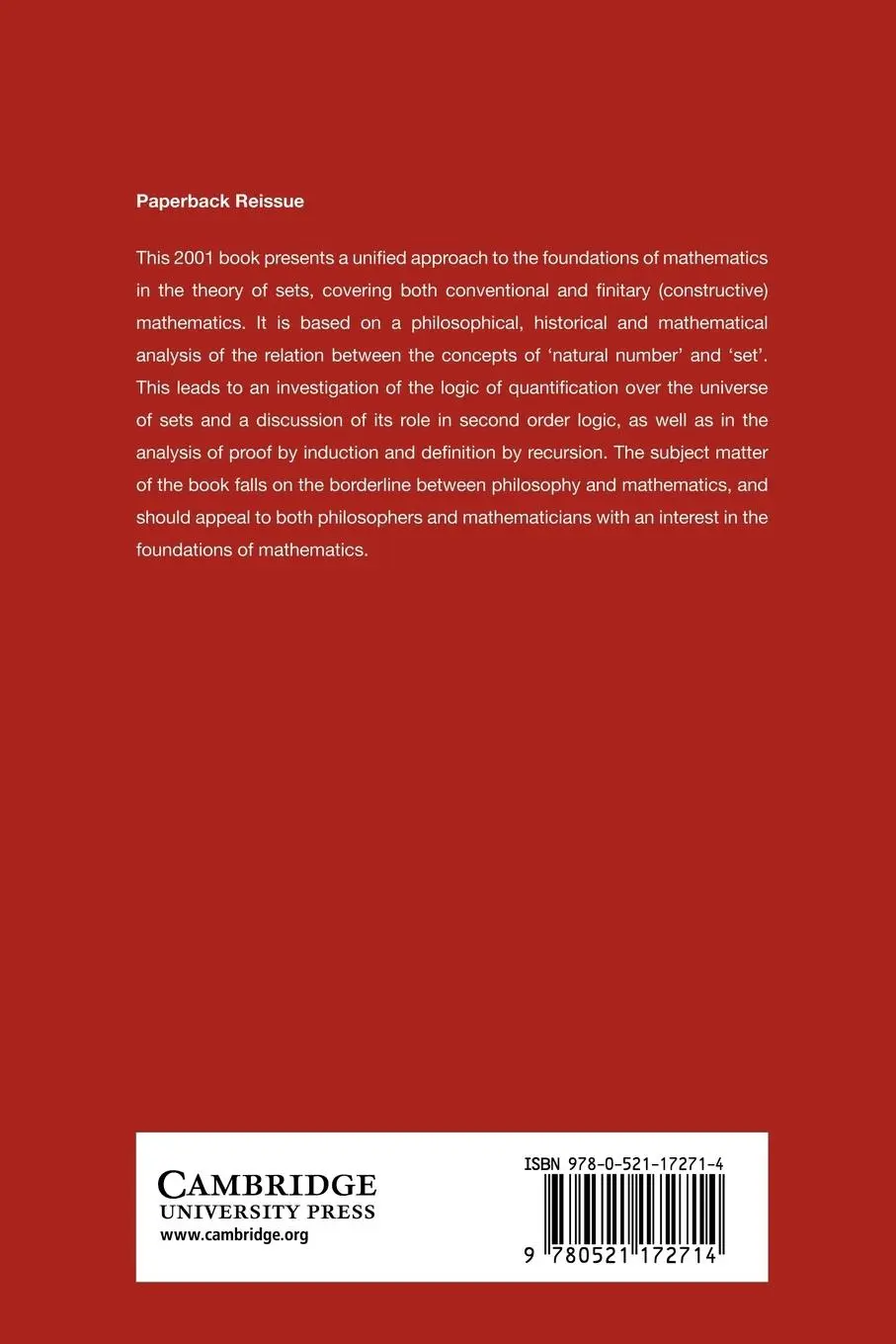 Rückseite: 9780521172714 | The Foundations of Mathematics in the Theory of Sets | Mayberry | Buch