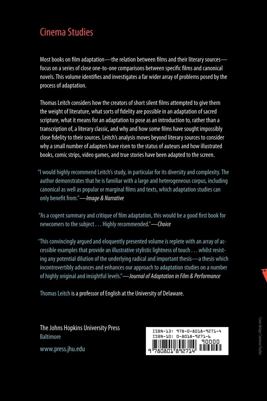 Rückseite: 9780801892714 | Film Adaptation and Its Discontents | Thomas Leitch | Taschenbuch
