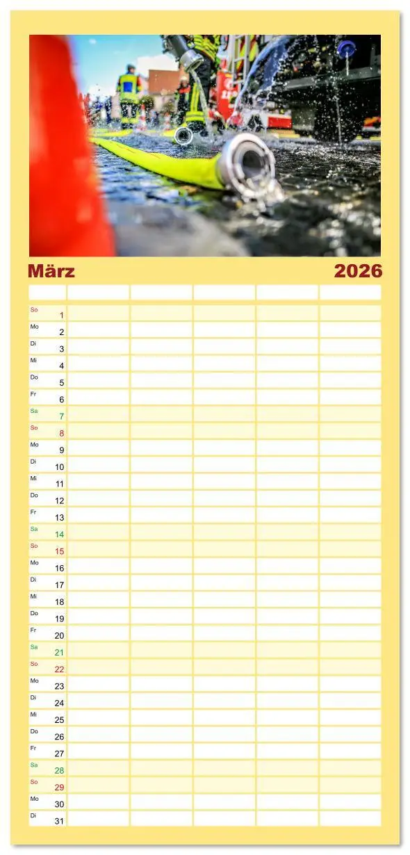 Bild: 9783516612714 | Familienplaner 2026 - Im Bann der Rettung - Feuerwehr mit 5 Spalten...