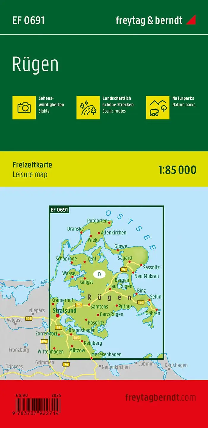 Rückseite: 9783707922714 | freytag &amp; berndt Freizeitkarte Rügen 1:85.000 | Freytag &amp; Berndt