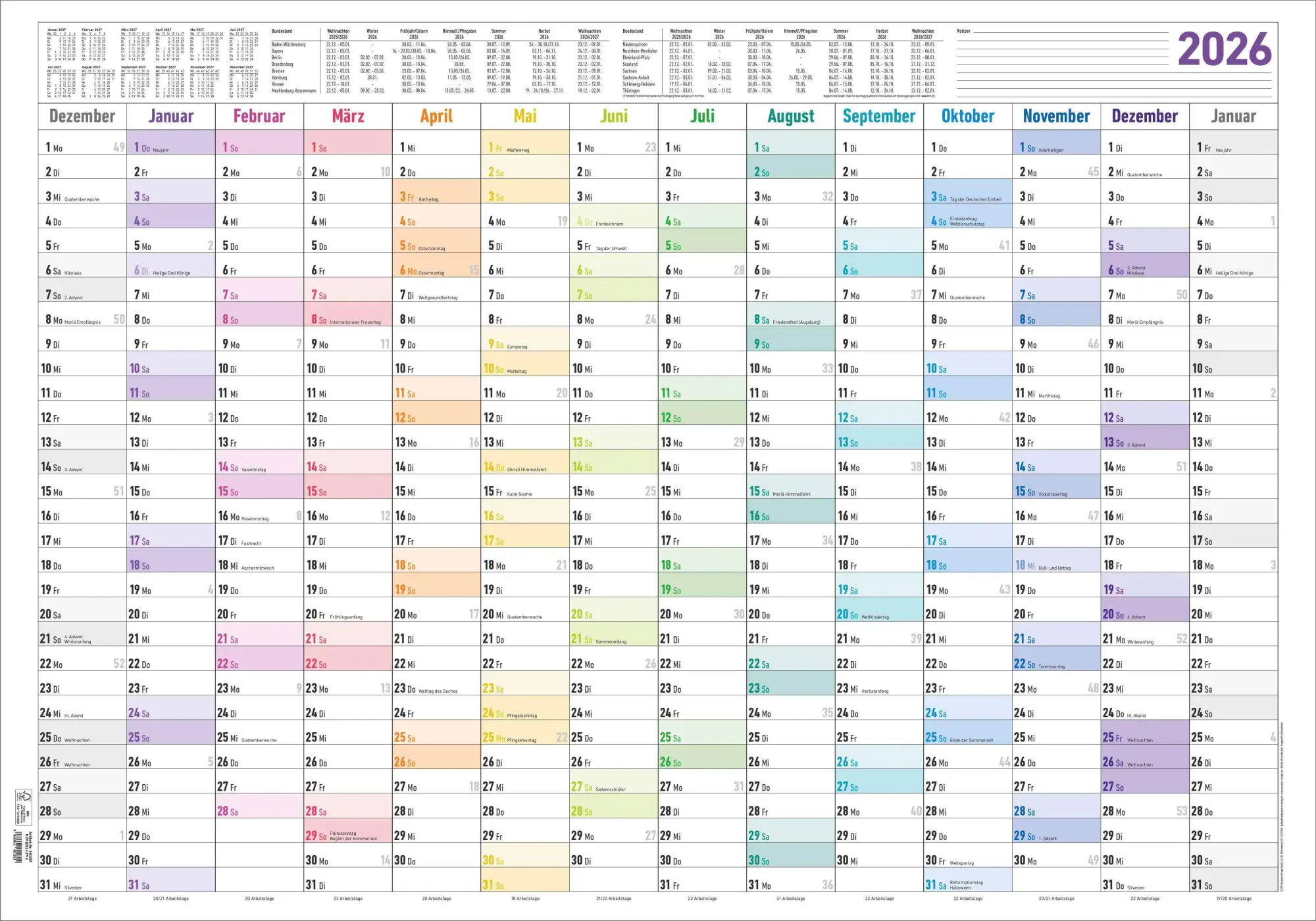 Cover: 4069095002814 | Jahresplaner XL 14 Monate 2026 - Plakat-Kalender 100x70 cm -...