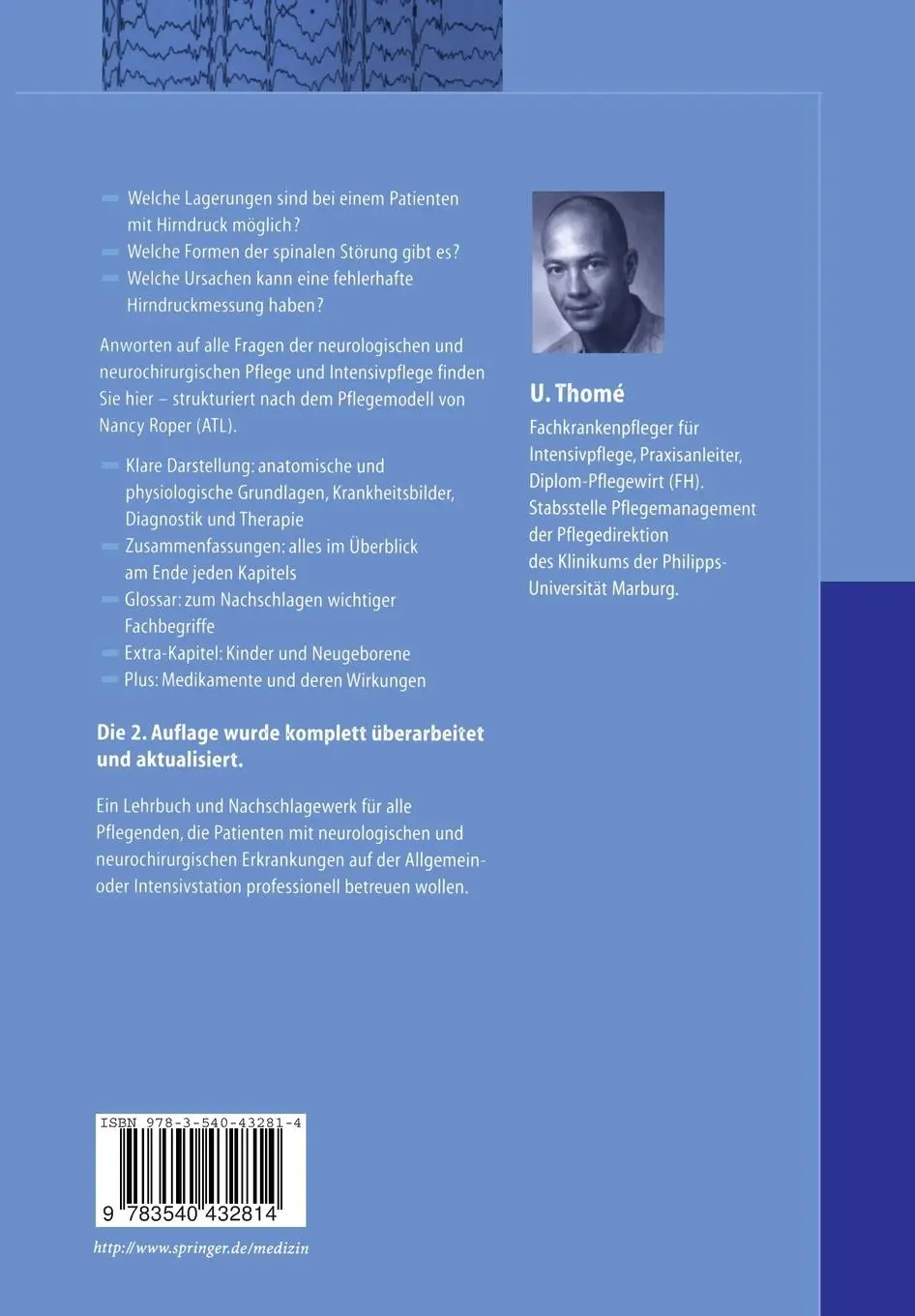 Rückseite: 9783540432814 | Neurochirurgische und neurologische Pflege | Ulrich Thomé | Buch | xvi