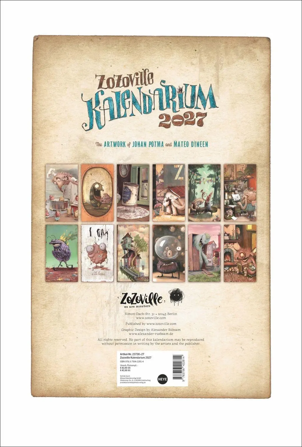 Rückseite: 9783756422814 | Zozoville Kalendarium 2027 - The Art of Mateo Dineen &amp; Johan Potma