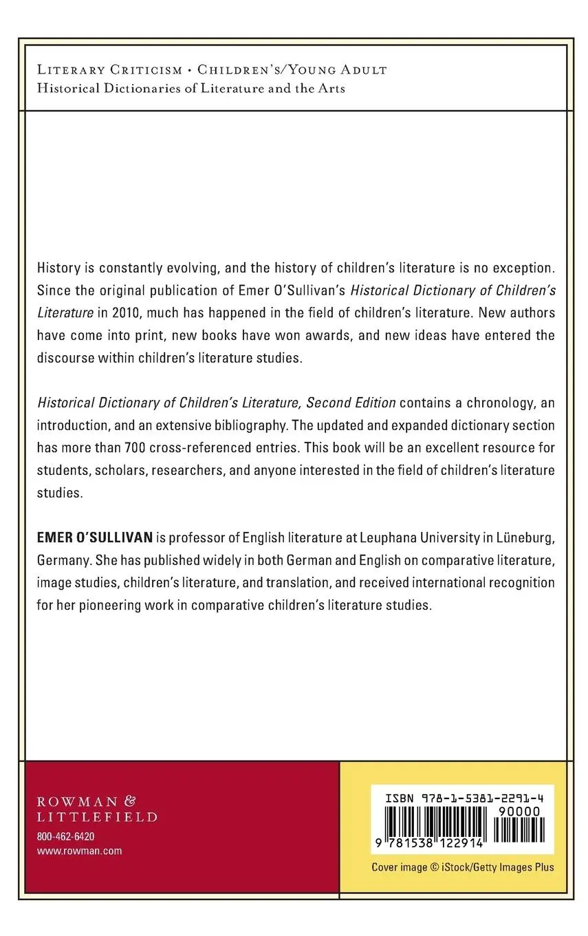 Rückseite: 9781538122914 | Historical Dictionary of Children's Literature | Emer O'Sullivan