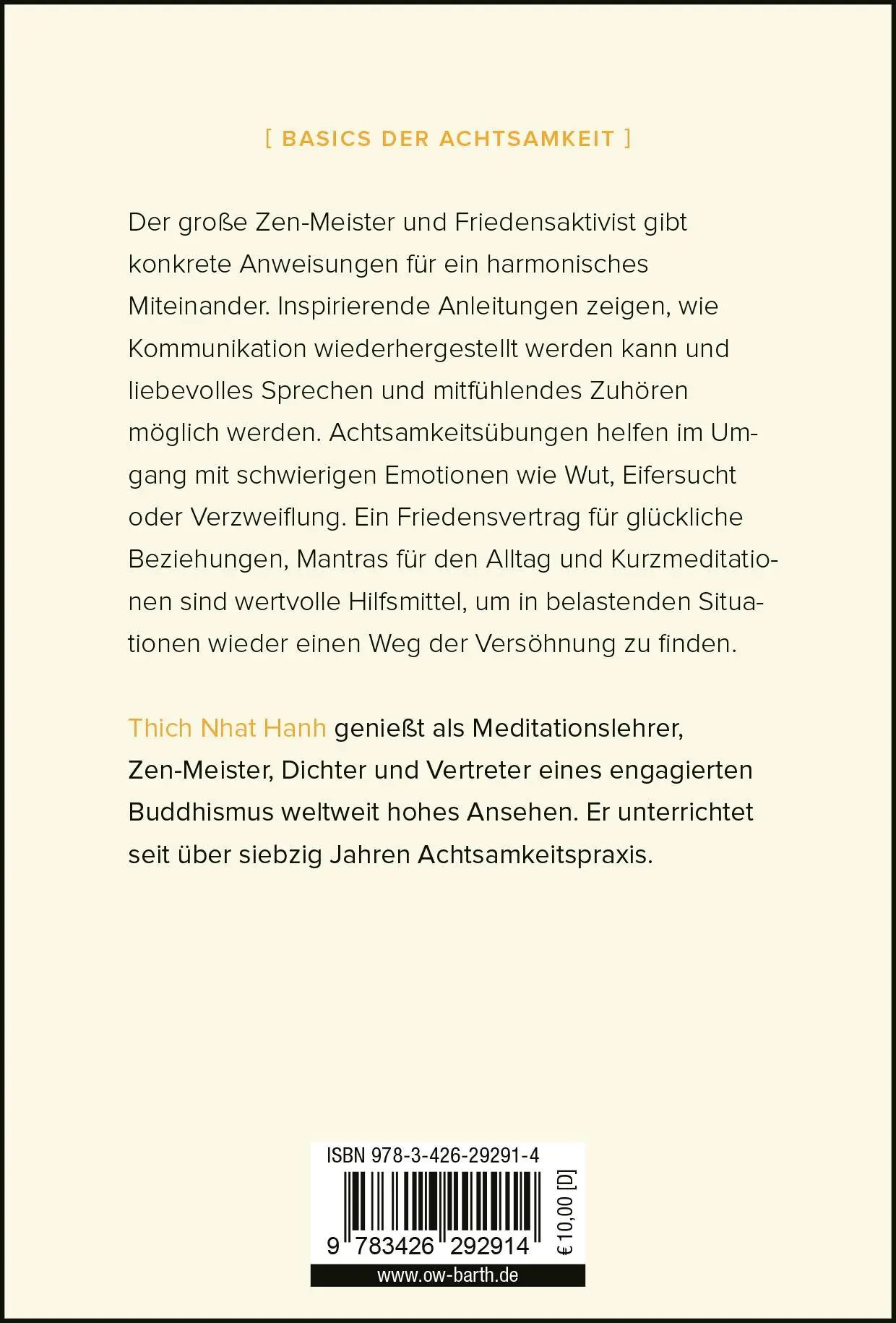 Rückseite: 9783426292914 | Einfach versöhnen | Nhat Hanh Thich | Taschenbuch | 128 S. | Deutsch