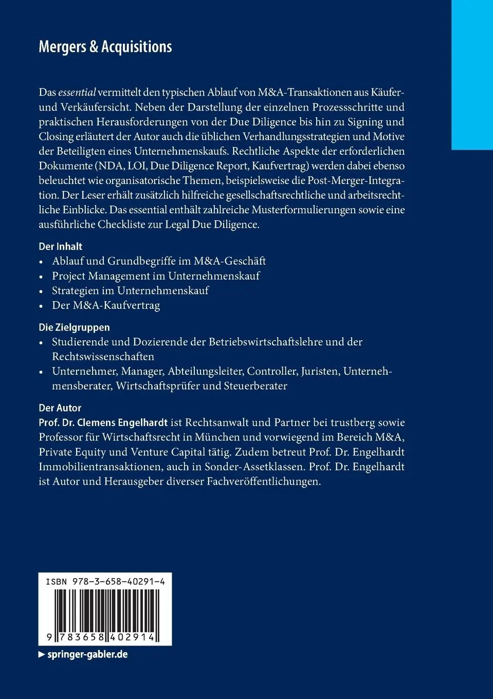 Rückseite: 9783658402914 | Mergers &amp; Acquisitions | Clemens Engelhardt | Taschenbuch | XI | 2023