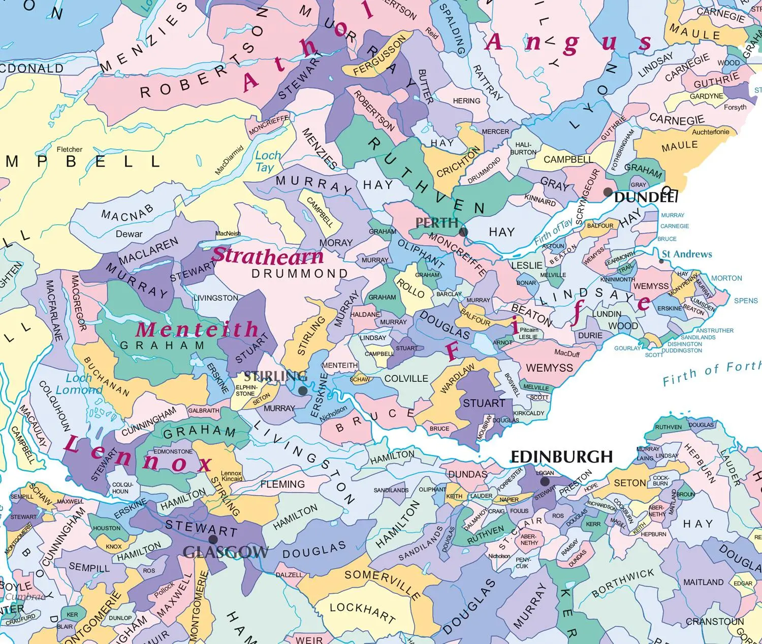 Bild: 9780008603014 | Collins Clans and Tartans Map of Scotland | Collins | (Land-)Karte