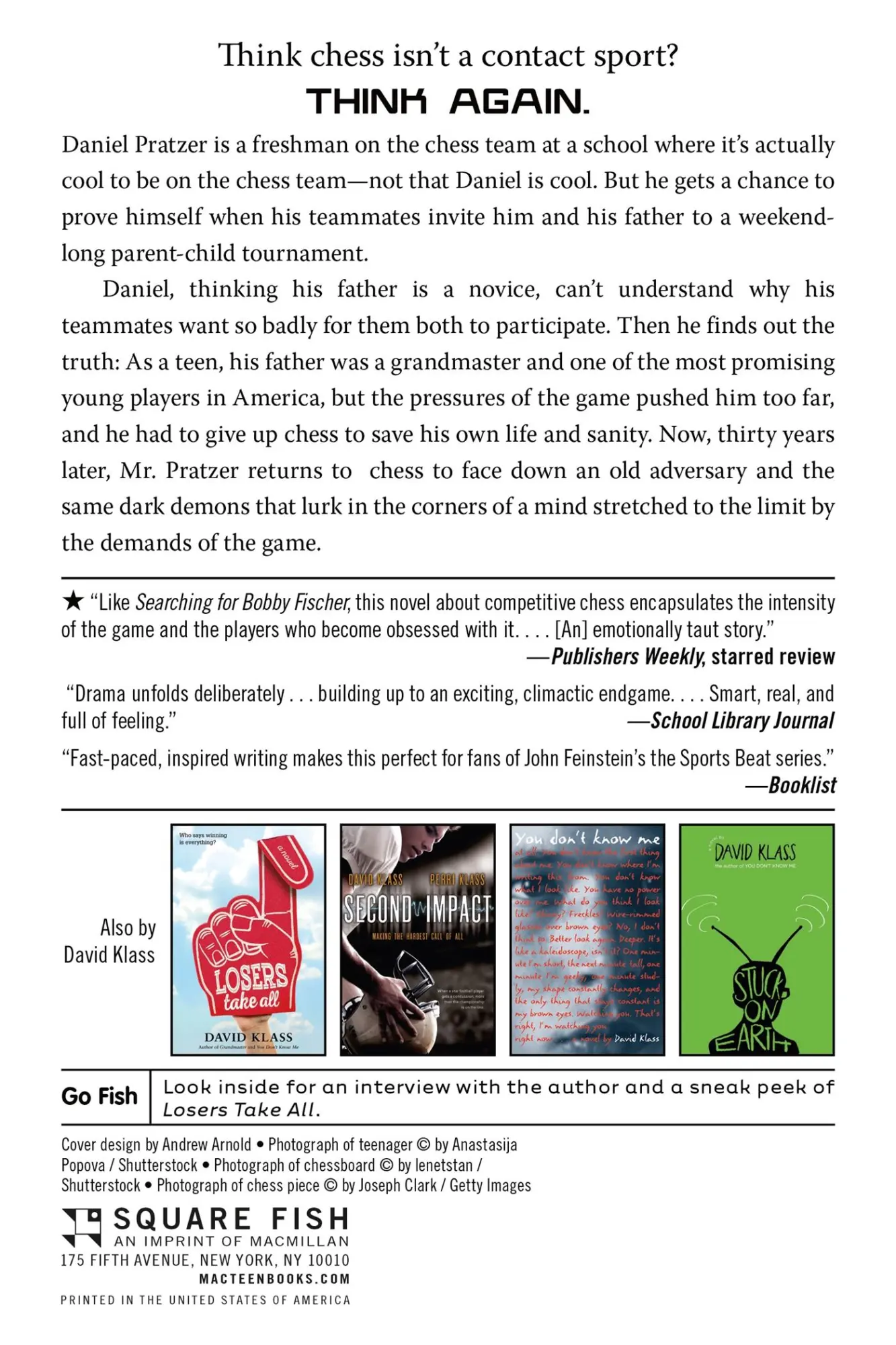 Rückseite: 9781250063014 | Grandmaster | David Klass | Taschenbuch | Kartoniert / Broschiert